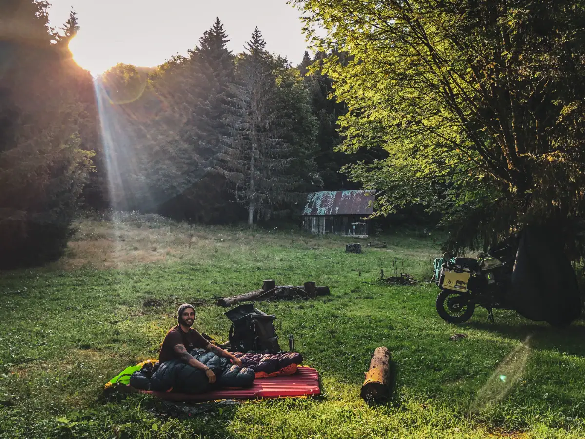 Wild bivouac in the Vercors mountains, France