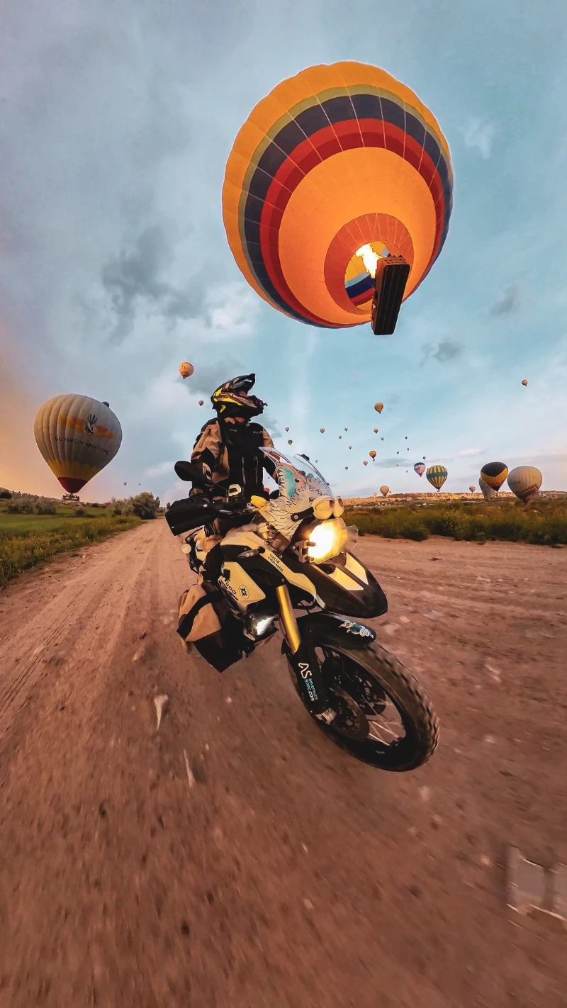 Riding alone in Cappadocia with best 360 camera for motorcycle helmet mount — Insta360 X5