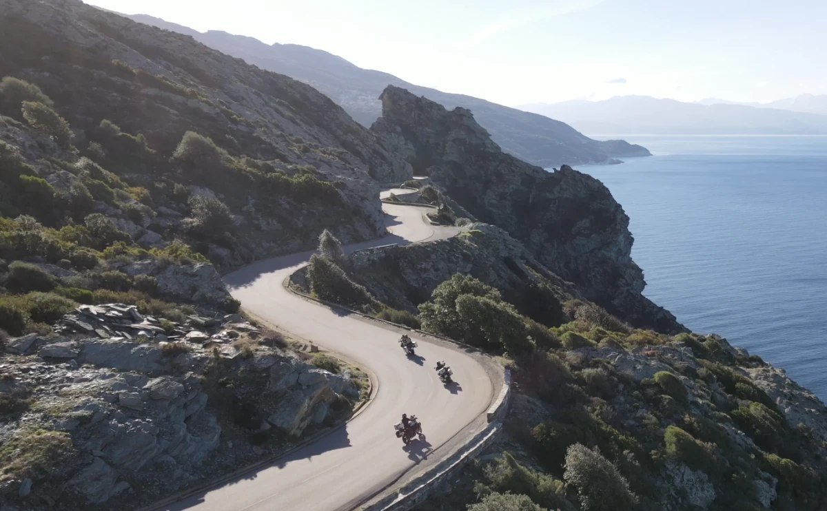Corsica mountain road on motorcycle — Falkor