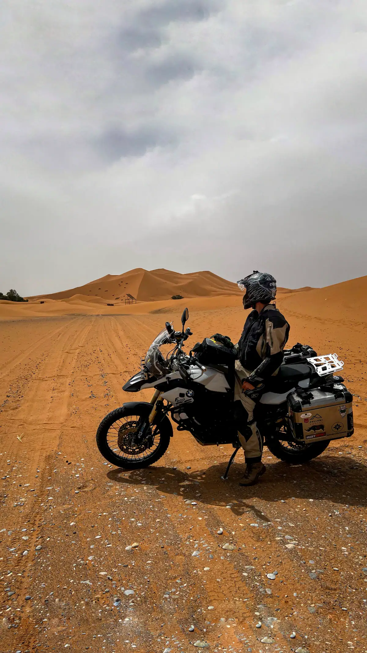 Motorcycle couple Merzouga dune ride