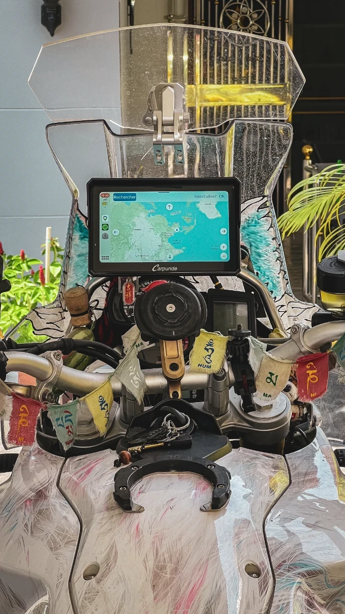 Carpuride W702 Pro showing Google Maps fullscreen, easy to navigate on a motorcycle
