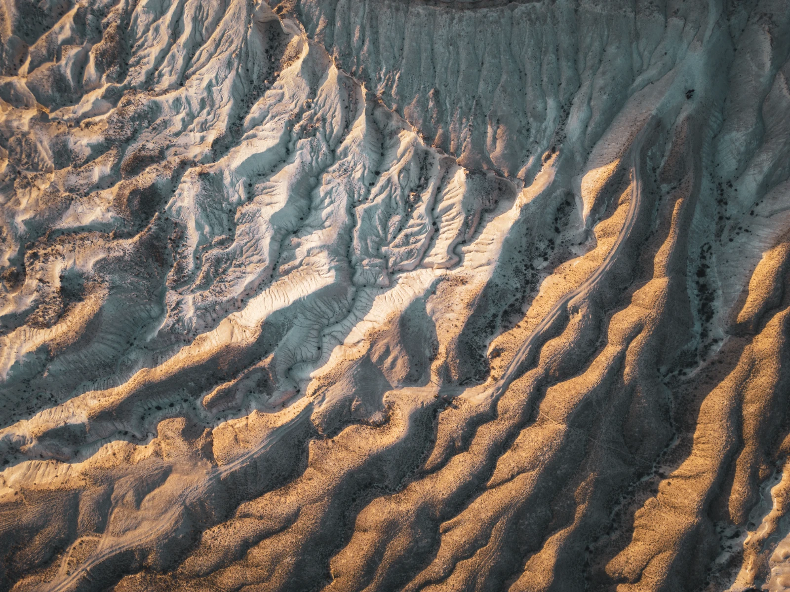 Mangystau desert floor drone texture