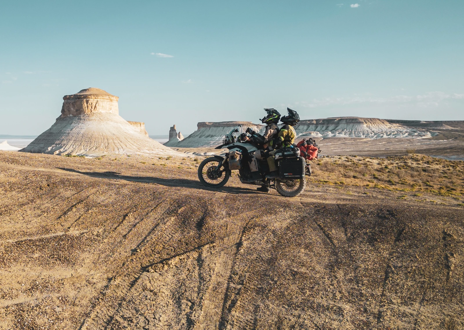 Falkor BMW F800 GS on the Mangystau desert piste, Kazakhstan