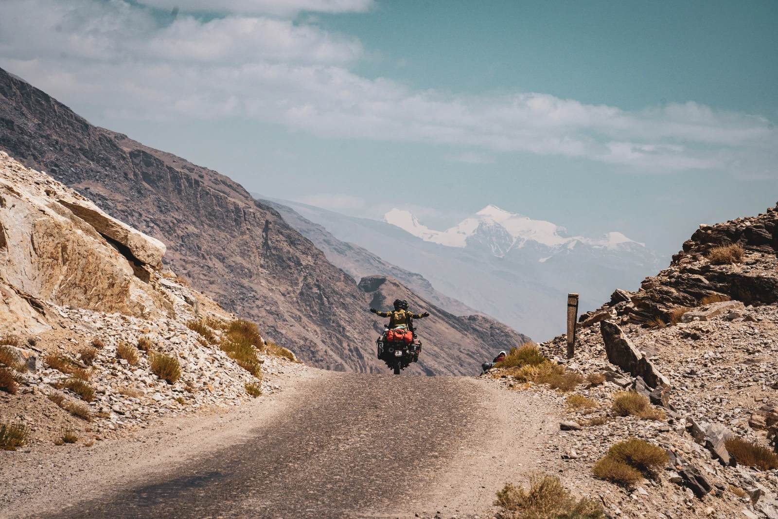 Typical Pamir landscape, the endless road through high altitude desert