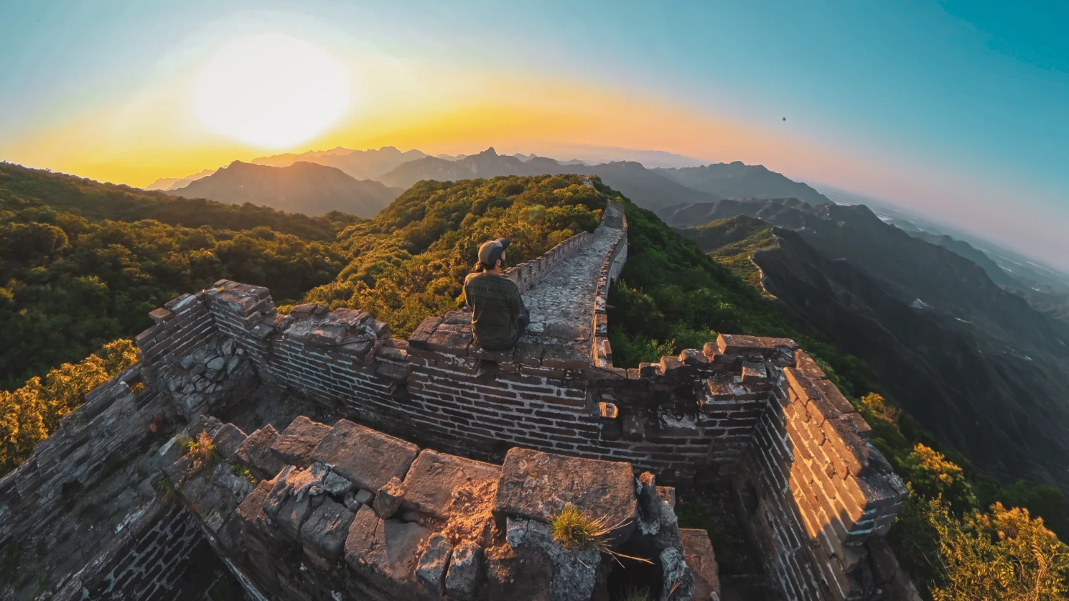 sunrise Great Wall China bivouac camping