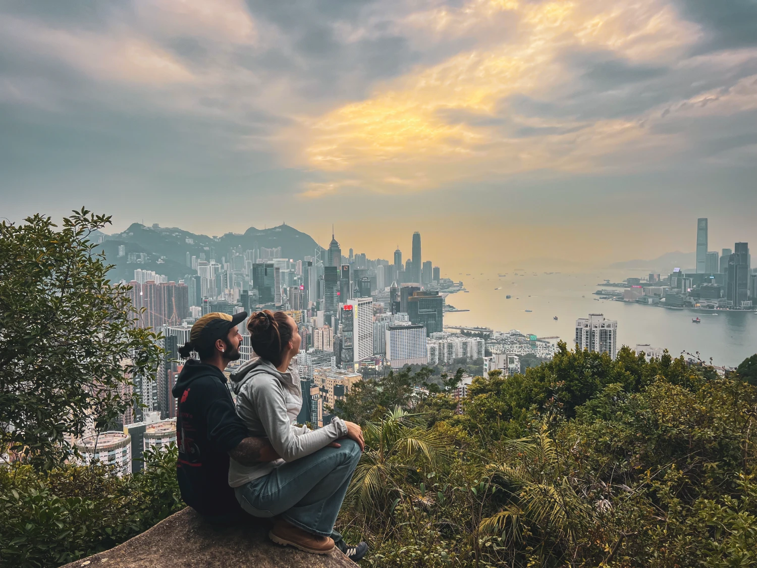 Hong Kong city travel couple