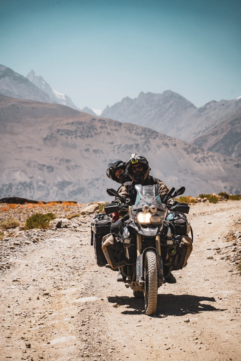 Falkor riding the Pamir Highway, Tajikistan