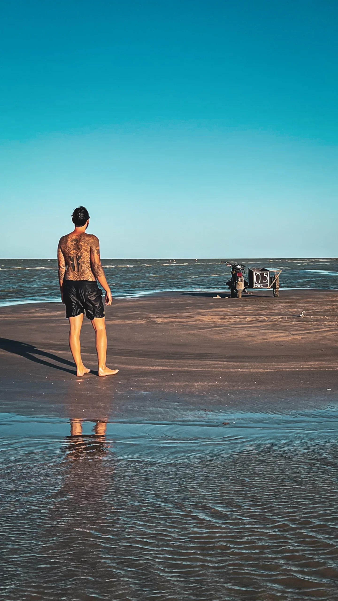 Bathing in the Caspian Sea near Krainovka, Russia
