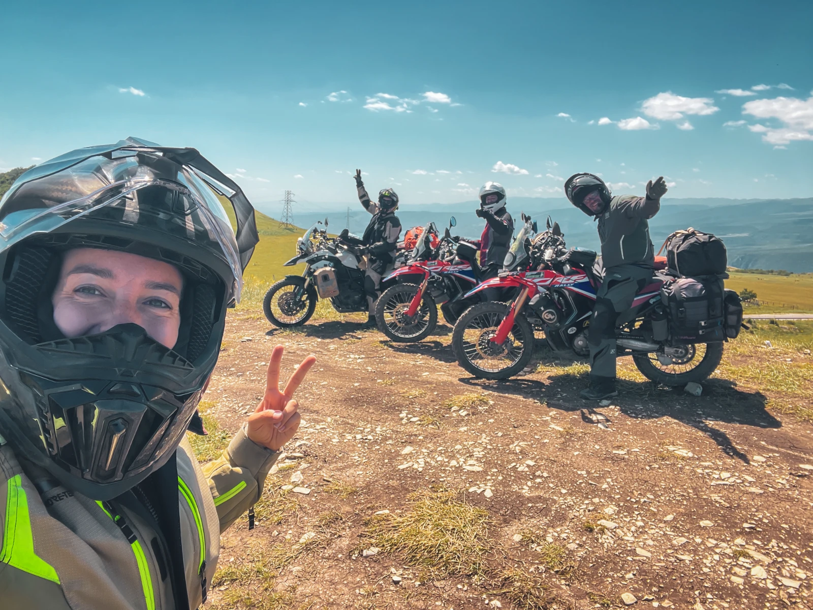 Sander, Iris, Natha and Vins at the end of the Russia motorcycle transit