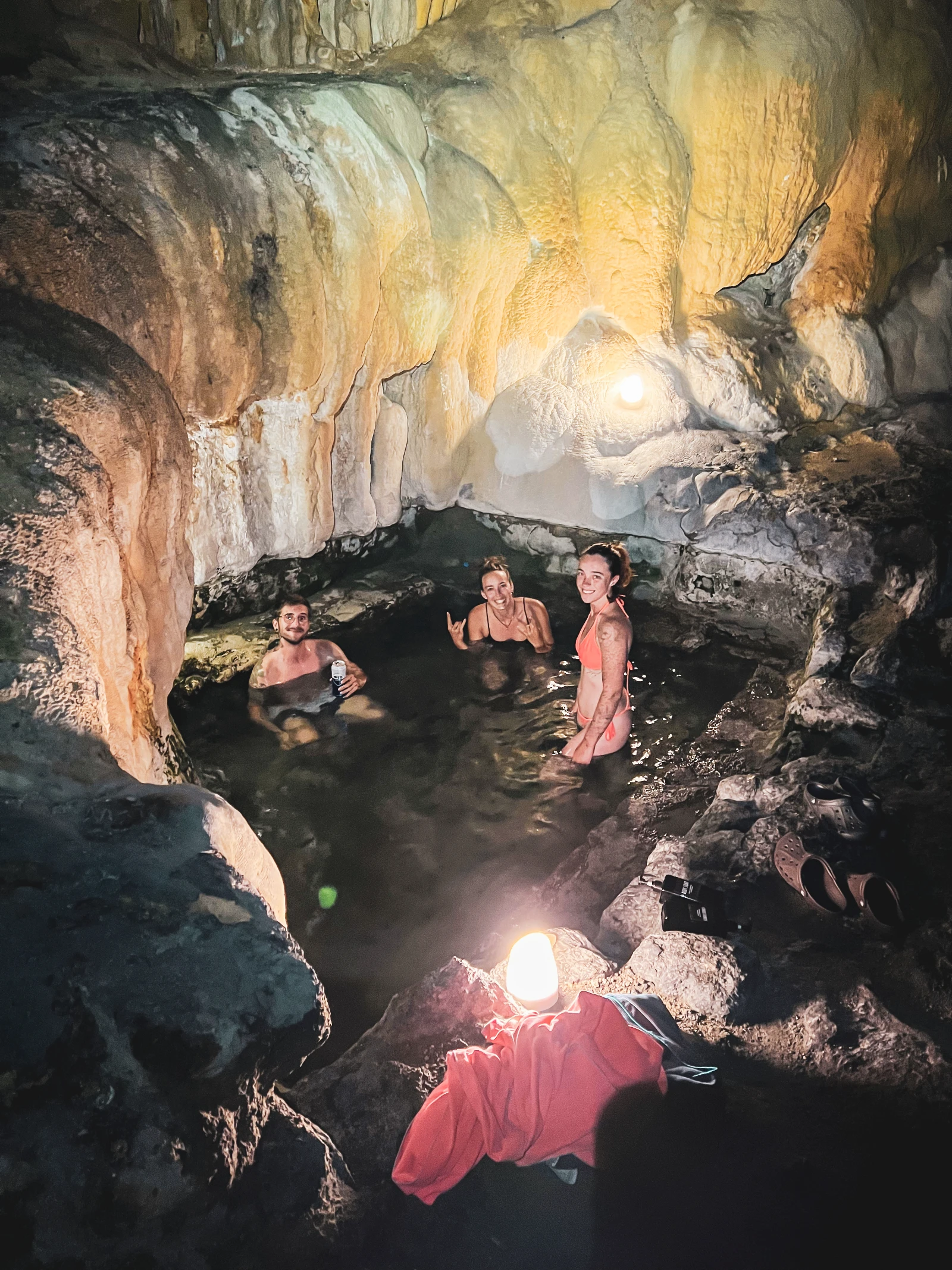 Free thermal hot spring near Selime, found while traveling Turkey by motorcycle