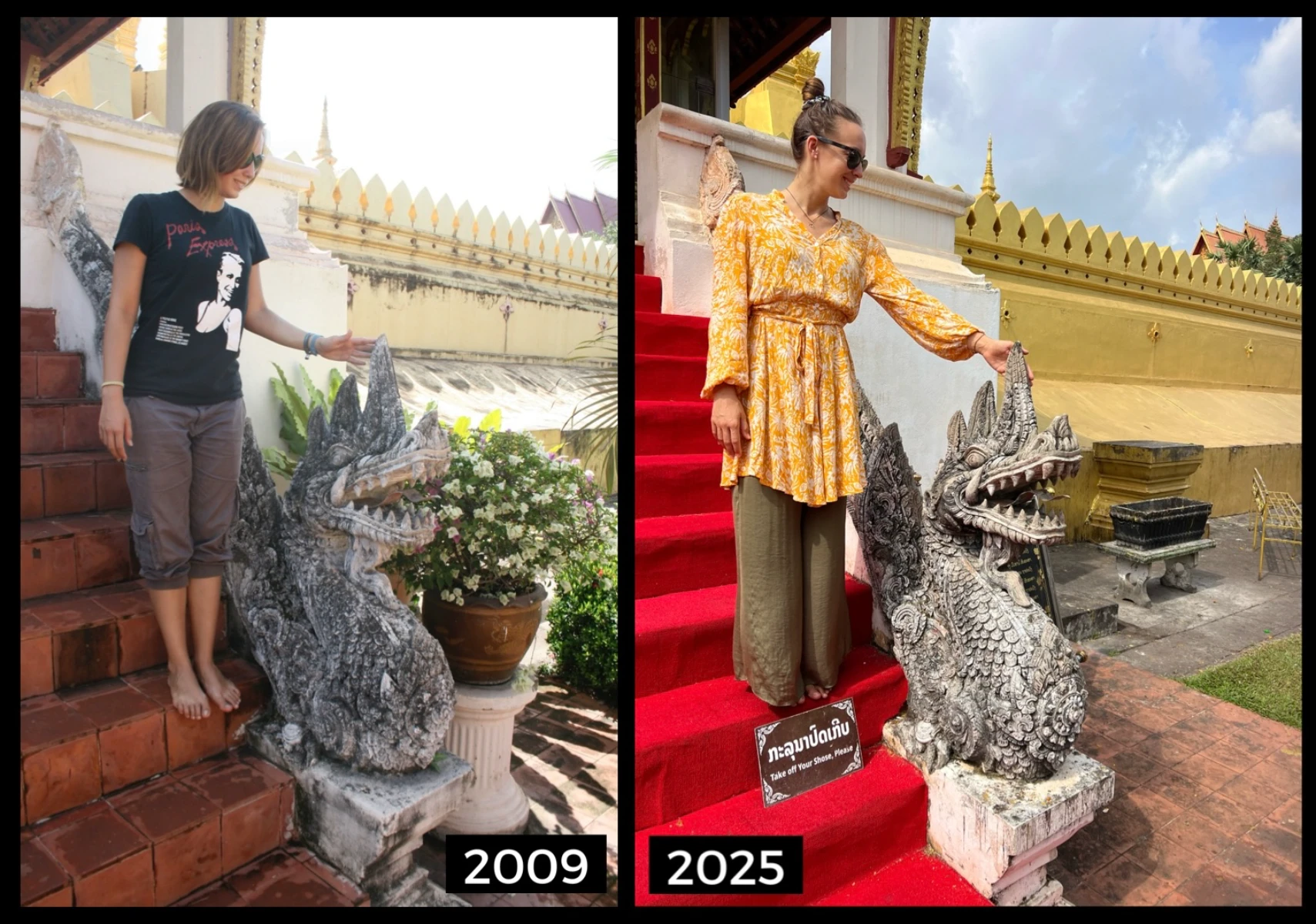 Pha That Luang temple in Vientiane, 2009 vs 2025