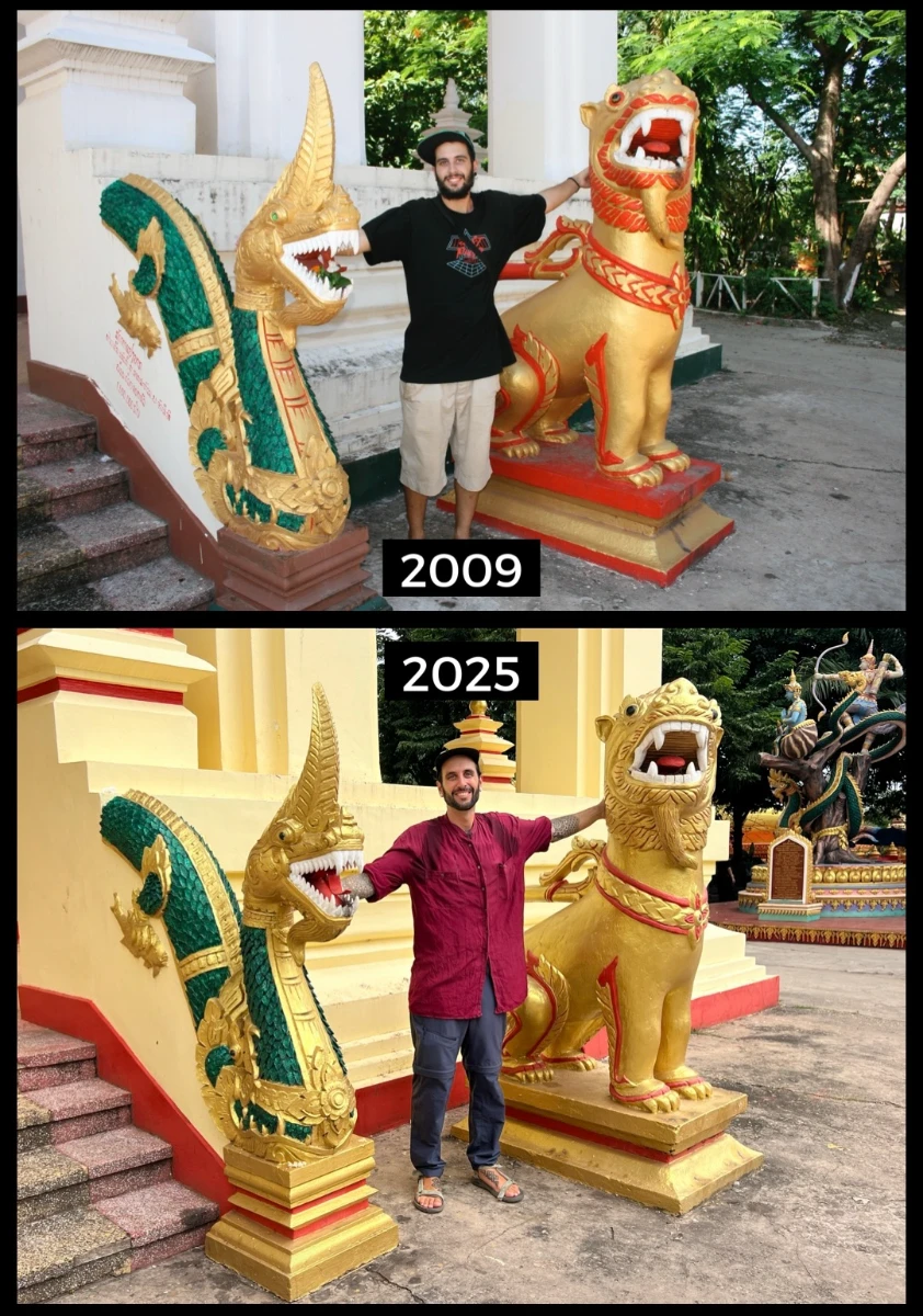 Vientiane Laos street view, 2009 vs 2025