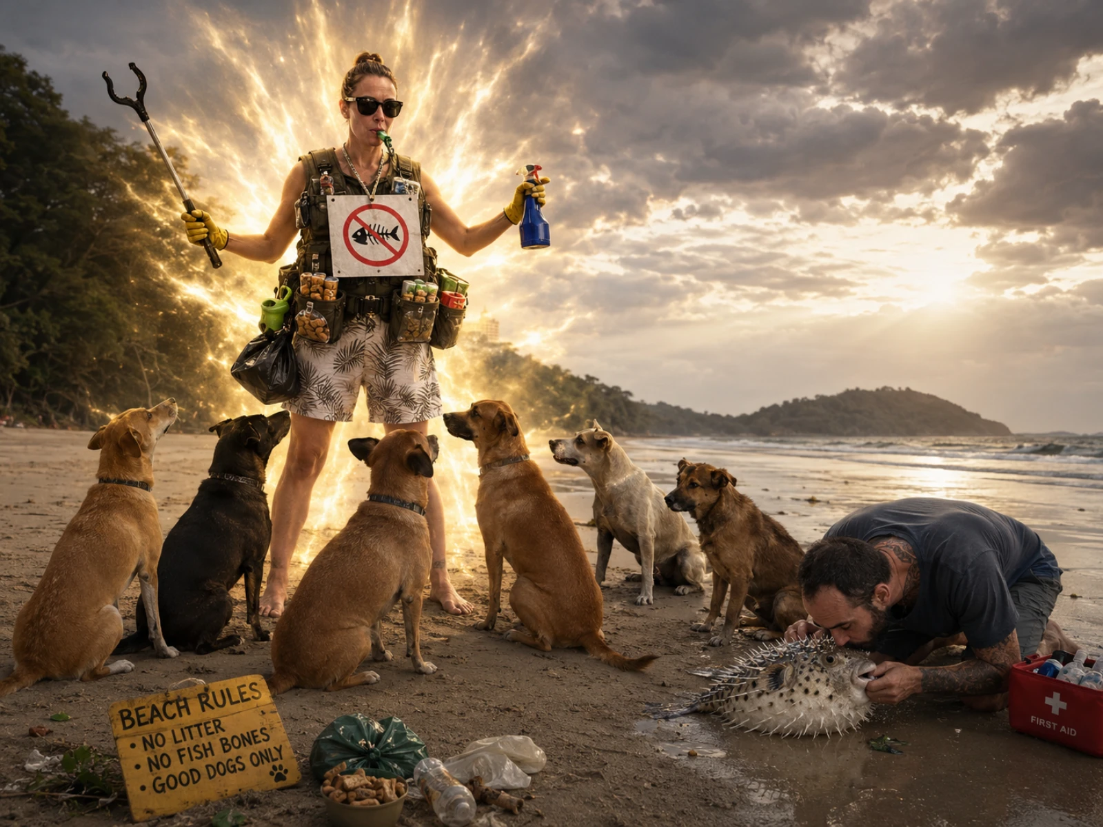 Rayong Thailand dogs beach training morning