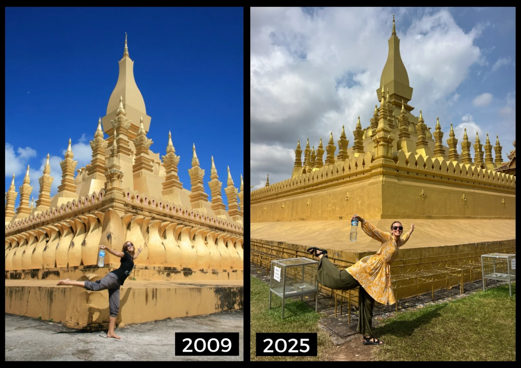 Pha That Luang temple Vientiane, second view, 2009 vs 2025