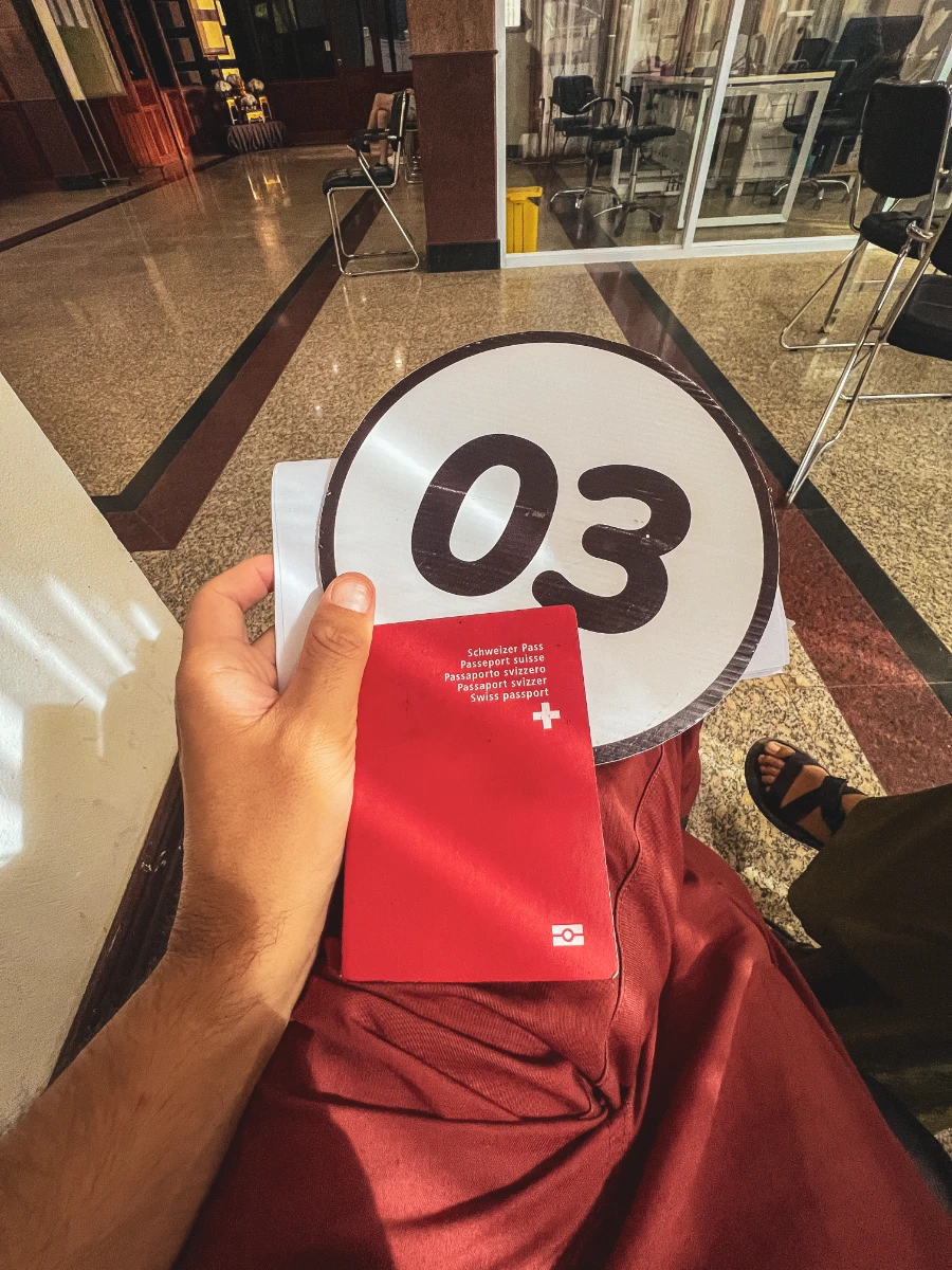 Waiting room before the DTV visa Thailand interview in Vientiane