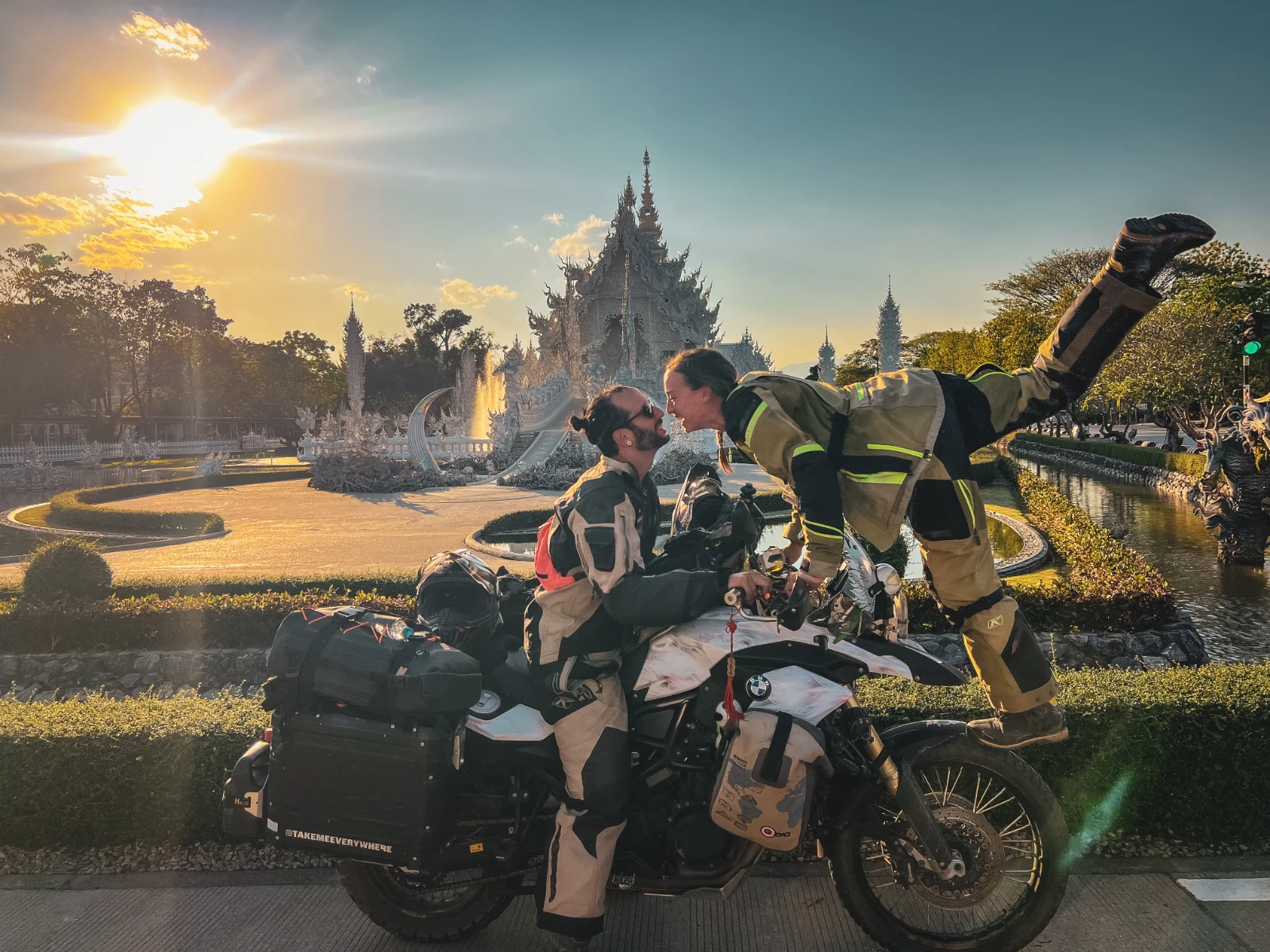 motorcycle travel Thailand White Temple Chiang Rai Falkor
